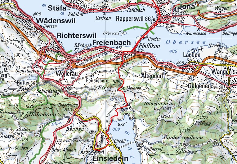 Karte Rapperswil-Einsiedeln